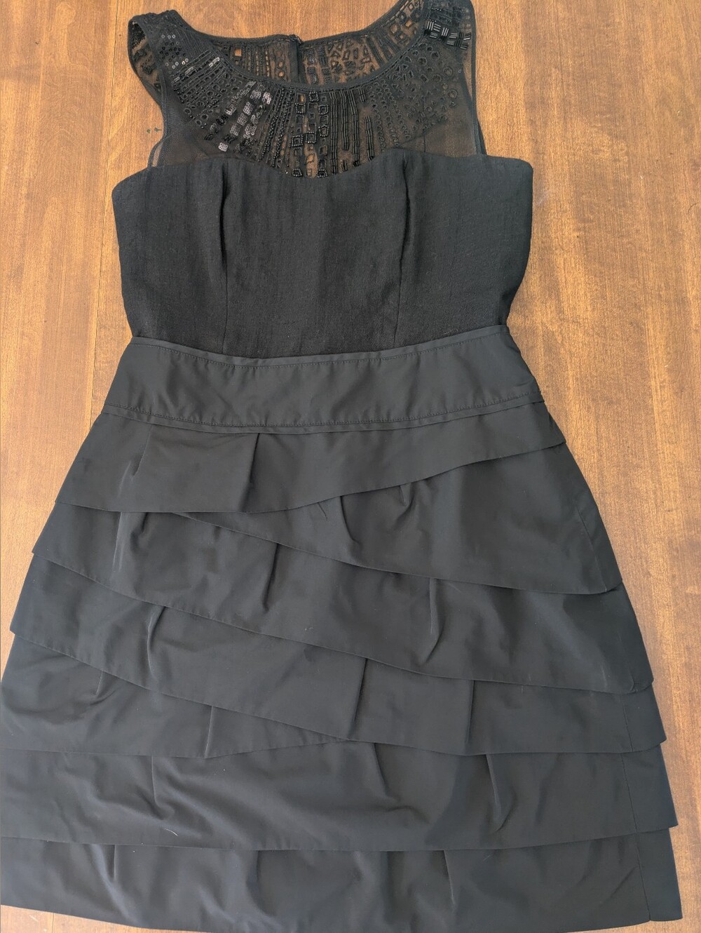 BCBGMAXAZRIA Black Beaded Cocktail Dress 6